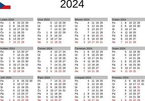 anno 2024 calendario nel ceco con ceco repubblica vacanze vettore
