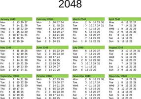 anno 2048 calendario nel inglese vettore