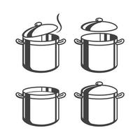disegno inossidabile acciaio pentola impostato per cucinando la minestra. vettore