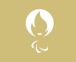 Parigi 2024 ufficiale paralimpico Giochi logo bianca simbolo astratto design vettore illustrazione con Marrone sfondo