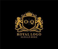 iniziale oq lettera Leone reale lusso logo modello nel vettore arte per ristorante, regalità, boutique, bar, Hotel, araldico, gioielleria, moda e altro vettore illustrazione.