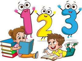 vettore illustrazione di bambini apprendimento matematica con colorato numeri.concetto di Multi colorato numeri.