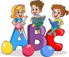 vettore illustrazione di bambini e alfabeto personaggi
