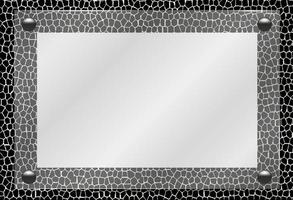 vuoto manifesto nel 3d realistico bicchiere telaio sospeso su il parete su astratto argento nero sfondo vettore
