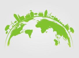 ecology.green cities aiuta il mondo con idee ecologiche concept.vector illustrazione vettore