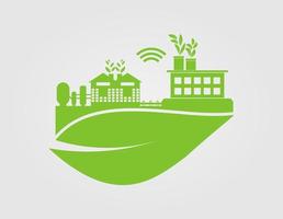 ecologia di fabbrica, icona di industria, energia pulita con idee di concetto ecologico. illustrazione di vettore