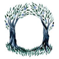 acquerello Magia foresta telaio. silhouette di un' favoloso, magico foresta. design per Halloween. telaio per carte, libri. vettore