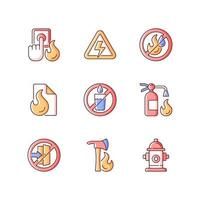 set di icone di colore rgb emergenza antincendio vettore