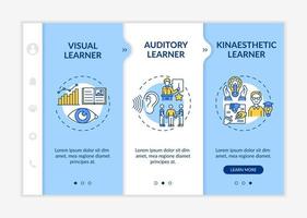 tipi di stili di apprendimento onboarding template vettoriale