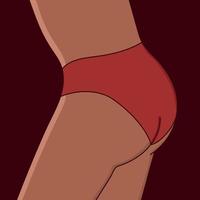 femmina corpo nel rosso pantaloncini su buio rosso sfondo. bellezza di il femmina corpo. mano disegnato vettore arte