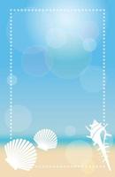 vettore estate spiaggia sfondo con blu cielo, sabbioso spiaggia, e molluschi.