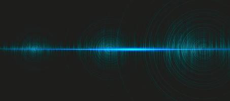 onda sonora digitale hi-tech scala richter bassa e alta con vibrazione del cerchio su sfondo azzurro, concetto di diagramma delle onde di tecnologia e terremoto, design per studio musicale e scienza, illustrazione vettoriale. vettore