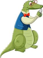 personaggio dei cartoni animati di coccodrillo nerd isolato su sfondo bianco vettore