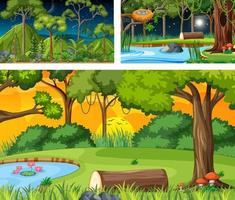 scene orizzontali di natura diversa in stile cartone animato vettore