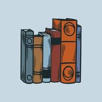 Pila di libri. pila di libri della biblioteca con icone di illustrazione vettoriale vintage schizzo di incisione disegnata a mano. letteratura della biblioteca, scuola di libri di pile, concetto di conoscenza e istruzione