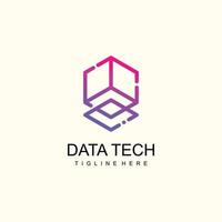 dati Tech logo design con tecnologia concetto premio vettore