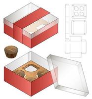disegno del modello fustellato di imballaggio della scatola. Modello 3d vettore