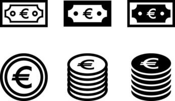 moneta cartacea e set di monete vettore