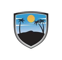 design del logo dello scudo da spiaggia vettore