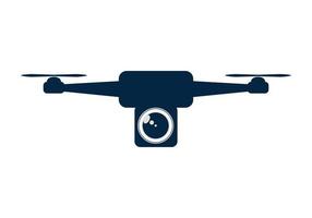 drone con design del logo dell'unità fotocamera vettore