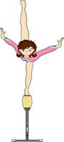 carino cartone animato ginnasta su equilibrio fascio ginnastica sport e tempo libero illustrazione vettore