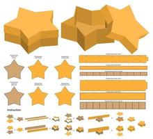 disegno del modello fustellato di imballaggio a forma di stella vettore