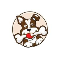 cucciolo di cane azienda osso cartoon logo design vettore