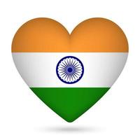 India bandiera nel cuore forma. vettore illustrazione.