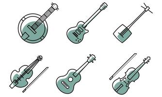 impostato di diverso musicale strumento icone vettore illustrazione