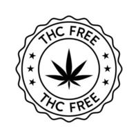 THC gratuito distintivo, THC gratuito francobollo icona , THC gratuito emblema, sigillo, etichetta, etichetta per CBD canapa olio etichetta design modello elementi con marijuana le foglie vettore