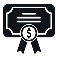 i soldi certificato icona semplice vettore. moneta Riserva vettore