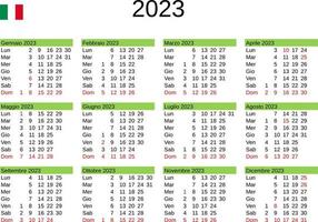 anno 2023 calendario nel italiano con Italia vacanze vettore
