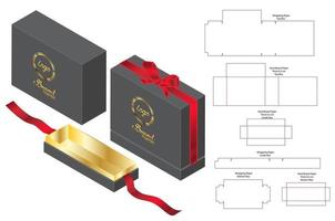 disegno del modello fustellato di imballaggio della scatola. Modello 3d vettore