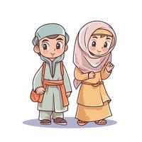 bambini musulmano Ramadhan kareem eid mubarak vettore ai illustrazione