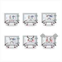 digitale sicuro scatola cartone animato personaggio con vario arrabbiato espressioni vettore