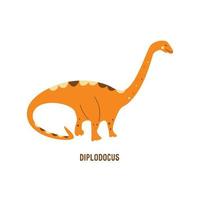dinosauro diplodoco. sauropode. isolato vettore mano disegnato