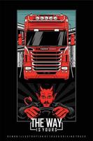 rosso camion illustrazione con un' nero sfondo vettore