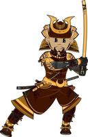 cartone animato giapponese samurai guerriero storia illustrazione vettore