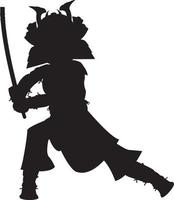 giapponese samurai guerriero nel silhouette storia illustrazione vettore