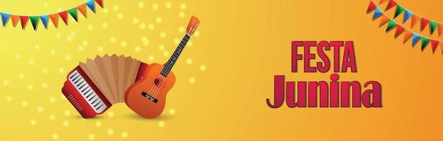 banner di invito festa junina con illustrazione e sfondo creativi vettore