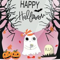 simpatico cartone animato di halloween fantasma dolce vettore