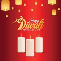 felice biglietto di auguri invito diwali, diwali il festival di sfondo india vettore