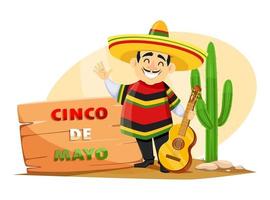 cinco de mayo. uomo messicano in sombrero vettore