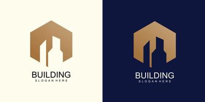 edificio logo design vettore con creativo stile