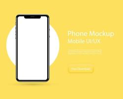 modello di il Telefono, smartphone su un' giallo sfondo. ui, UX disegno, neomorphism nel design. pulito mobile ui design concetto. vettore
