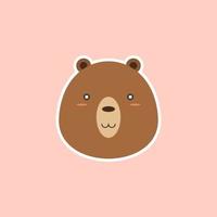 carino orso testa cartone animato piatto design vettore illustrazione