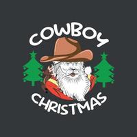 cowboy Natale carino Santa Claus occidentale natale maglietta design vettore