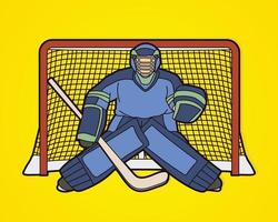 portiere del giocatore di hockey su ghiaccio vettore