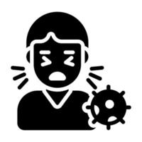starnuti uomo avatar con coronavirus simbolo denotando concetto di malato uomo vettore