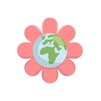pianeta terra fioritura. fiore fioritura con il globo nel il centro. vettore illustrazione.